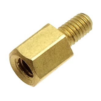 PCHSN-6 Стойка для печатной платы шестигранная, латунь, внутр. резьба М3х0,5, наружная резьба М3х0,5, длина L 6+5mm, 1 отв. под винт/1 винт, Ruichi., фото