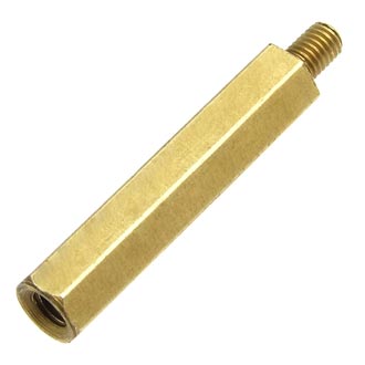 PCHSN-25 Стойка для печатной платы шестигранная, латунь, внутр. резьба М3х0,5, наружная резьба М3х0,5, длина L 25+5mm, 1 отв. под винт/1 винт, Ruichi, фото