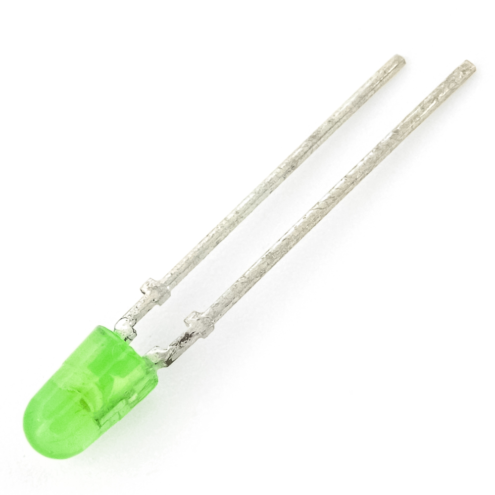КИПД24В-Л Светодиод выводной зеленый Ø 3mm 2,8V(Вольт) 10mA(Миллиампер) 4mCd(Милликандел) 50градусов, АДБК.432220.773ТУ, фото