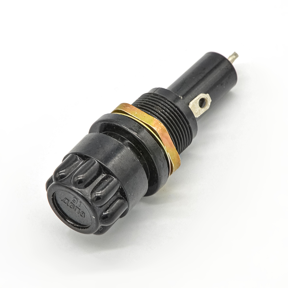 ДВП8 Держатель вставки плавкой (предохранителя) 8х50mm, на панель, аминопласт, 1991, фото