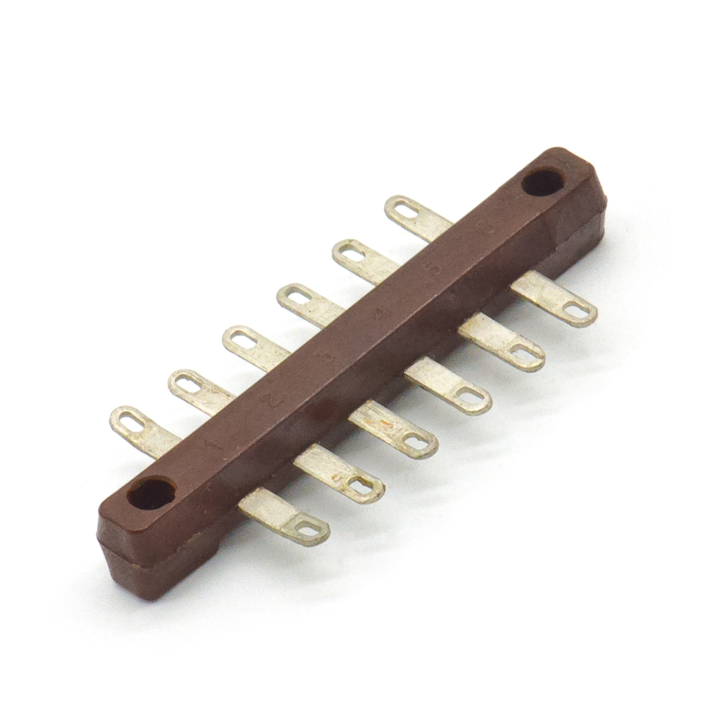 ПС10А-6 6 пар, 2 ряда, 12 контактов, шаг 7mm, 8A(Ампер) 600V(Вольт) Плата соединительная, карболит ГОСТ 28821-90., фото