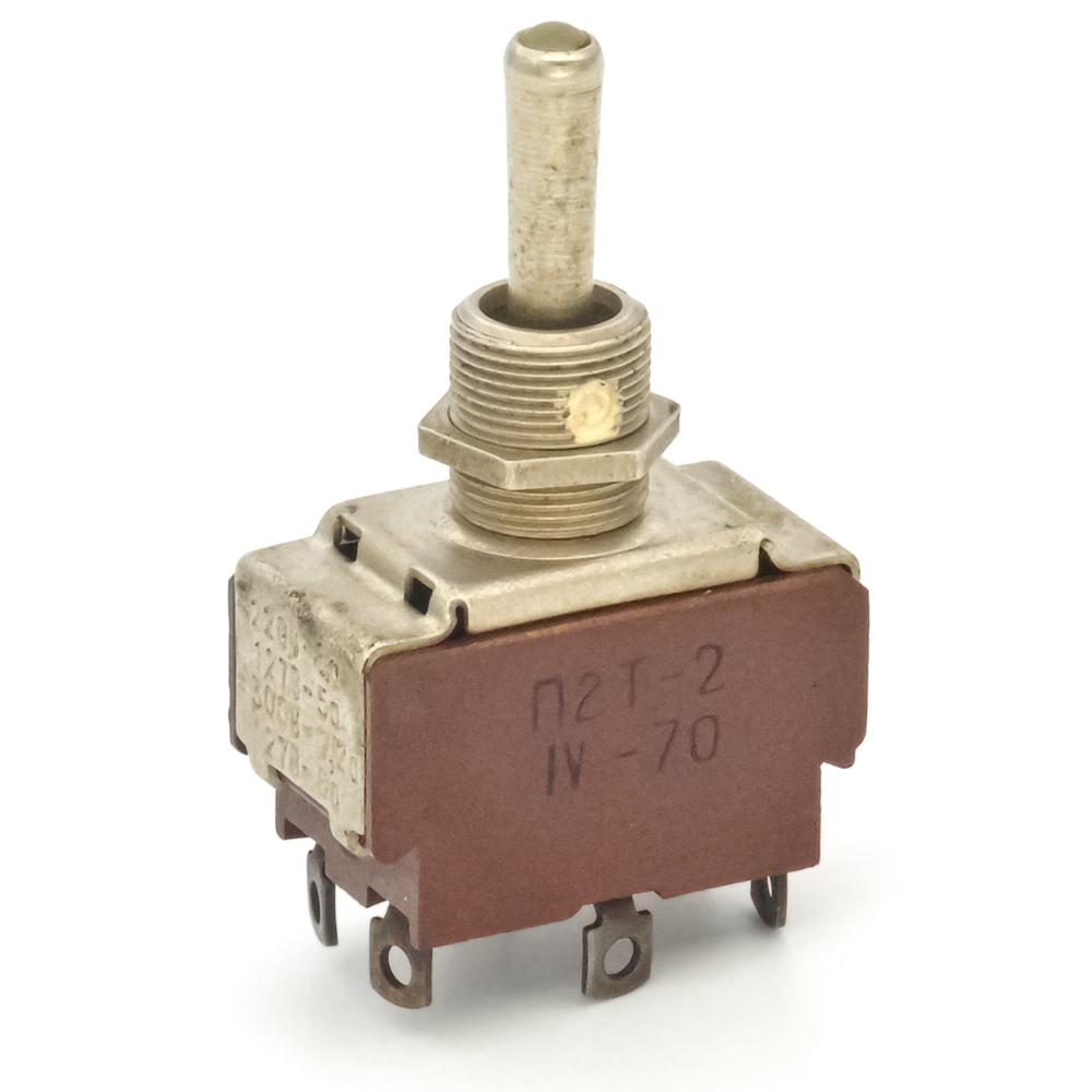 П2Т-2 on-off-on, 6A(Ампер) 250V(Вольт) Тумблер двухполюсный, пайка, АГ0.360.406ТУ, фото
