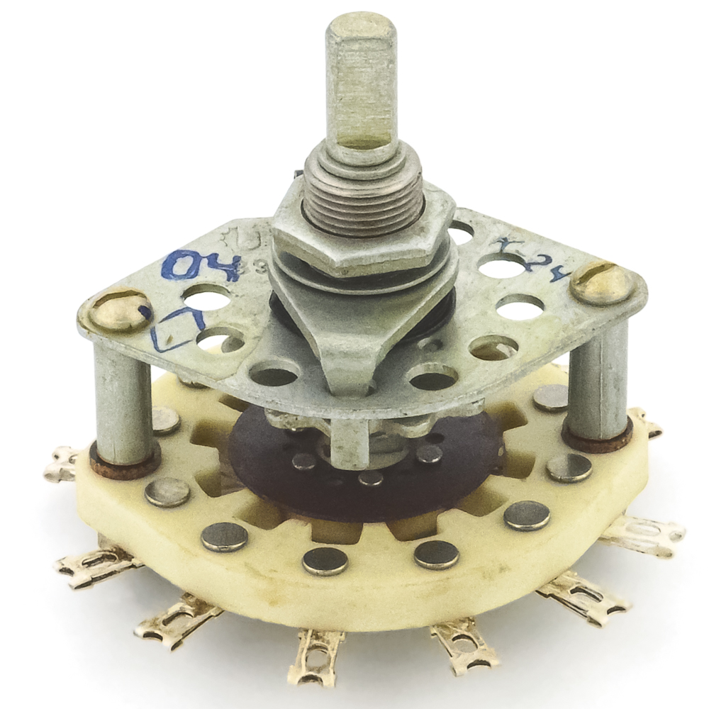 ПГК-5П2Н-А 5 положений 2 направления 3A(Ампер) 350V(Вольт) вал ВС-3 (сплошной с прямой лыской) Переключатель галетный, УС0.360.059ТУ., фото