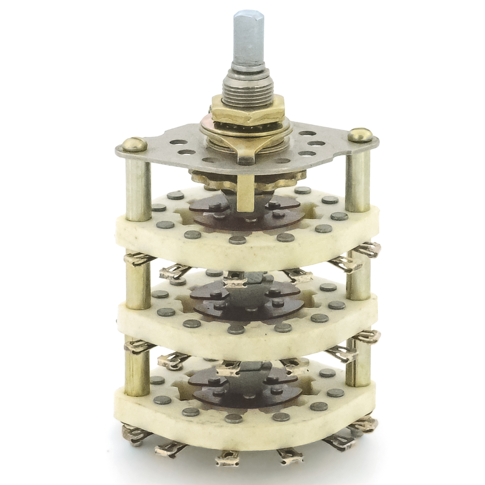 ПГК-5П6Н-К13Ш 5 положений 6 направлений 3A(Ампер) 350V(Вольт) вал ВС-3 (сплошной с прямой лыской) Переключатель галетный, УС0.360.059ТУ, фото
