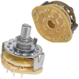 SR25P-1-1-6-15F 6 положений 1 направление 0,3A(Ампер) 125V(Вольт) вал 15mm (F - гладкий сплошной с прямой лыской) Переключатель галетный в плату, фото