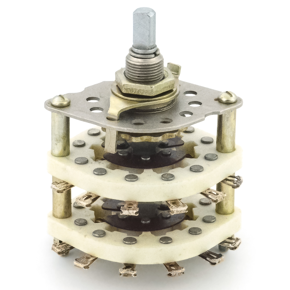 ПГК-4П4Н-К13 4 положения 4 направления 3A(Ампер) 350V(Вольт) вал ВС-3 (сплошной с прямой лыской) Переключатель галетный, УС0.360.059ТУ , фото