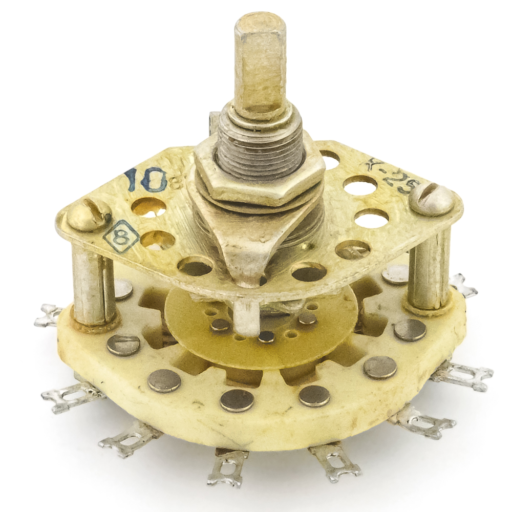 ПГК-5П2Н-АВ 5 положений 2 направления 3A(Ампер) 350V(Вольт) вал ВС-3 (сплошной с прямой лыской) Переключатель галетный, УС0.360.059ТУ , фото