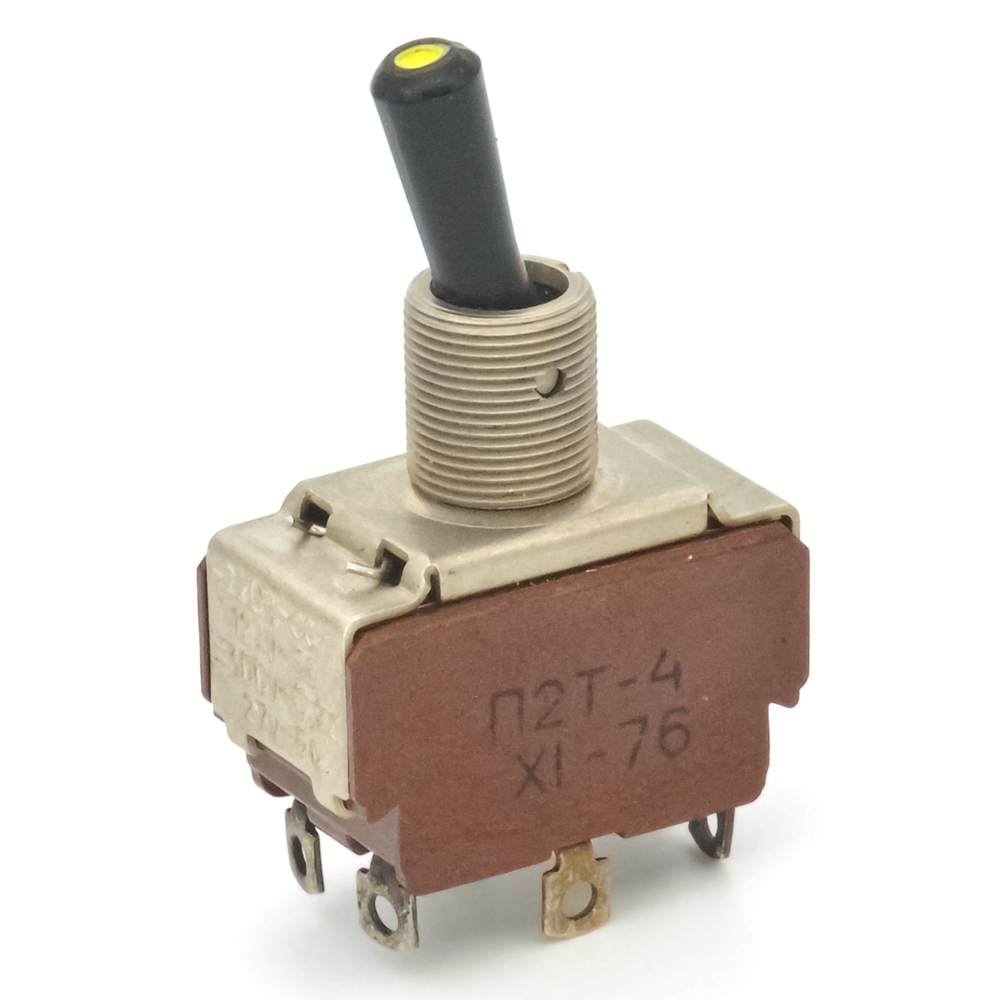 П2Т-4 on-off-(on), 6A(Ампер) 250V(Вольт) Тумблер двухполюсный, пайка, АГ0.360.406ТУ, фото