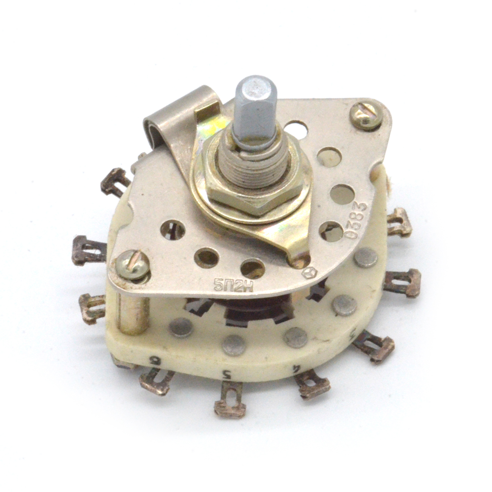 ПГК-5П2Н-К 5 положений 2 направления 3A(Ампер) 350V(Вольт) вал ВС-3 (сплошной с прямой лыской) Переключатель галетный, УС0.360.059ТУ , фото