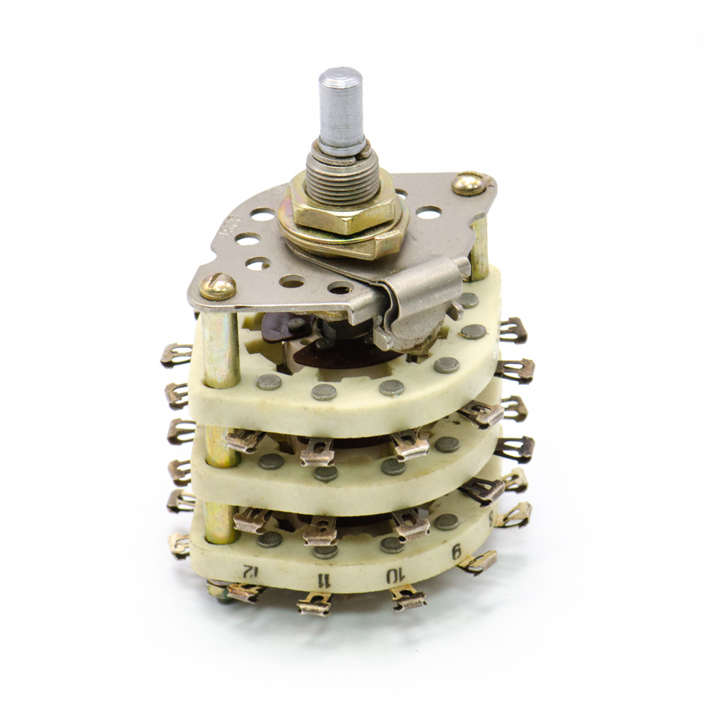 ПГК-5П6Н-8А 5 положений 6 направлений 3A(Ампер) 350V(Вольт) вал ВС-3 (сплошной с прямой лыской) Переключатель галетный, УС0.360.059ТУ, фото